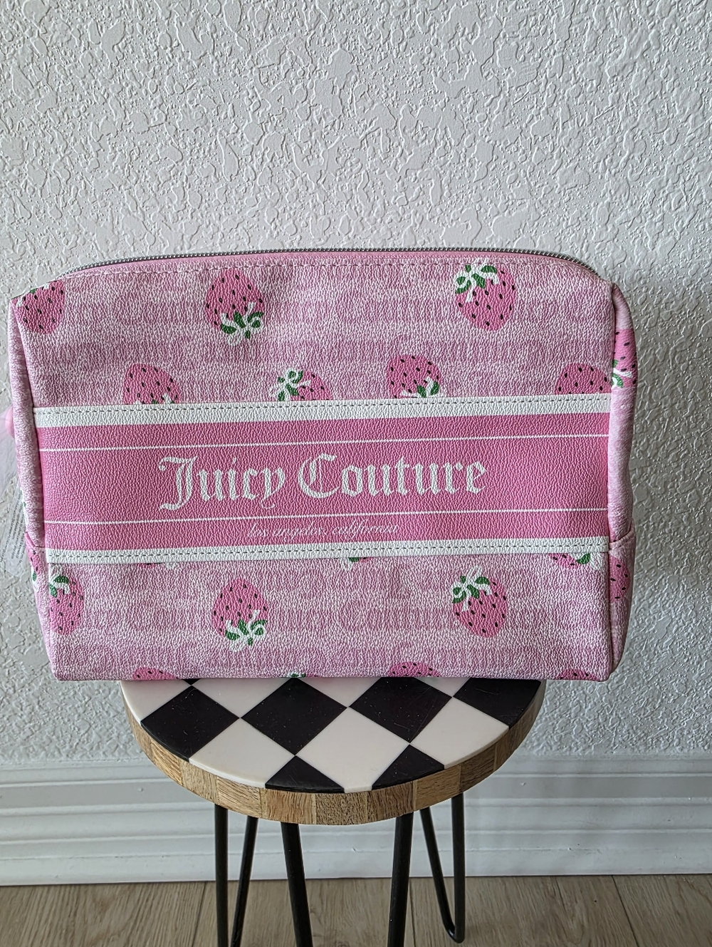Juicy Couture Pink Strawberry Print Travel Cosmetic Bag